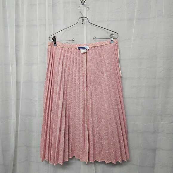 Vintage Leslie Fay Skirt Pleated Pink Twee Coquette Retro L - Picture 6 of 9